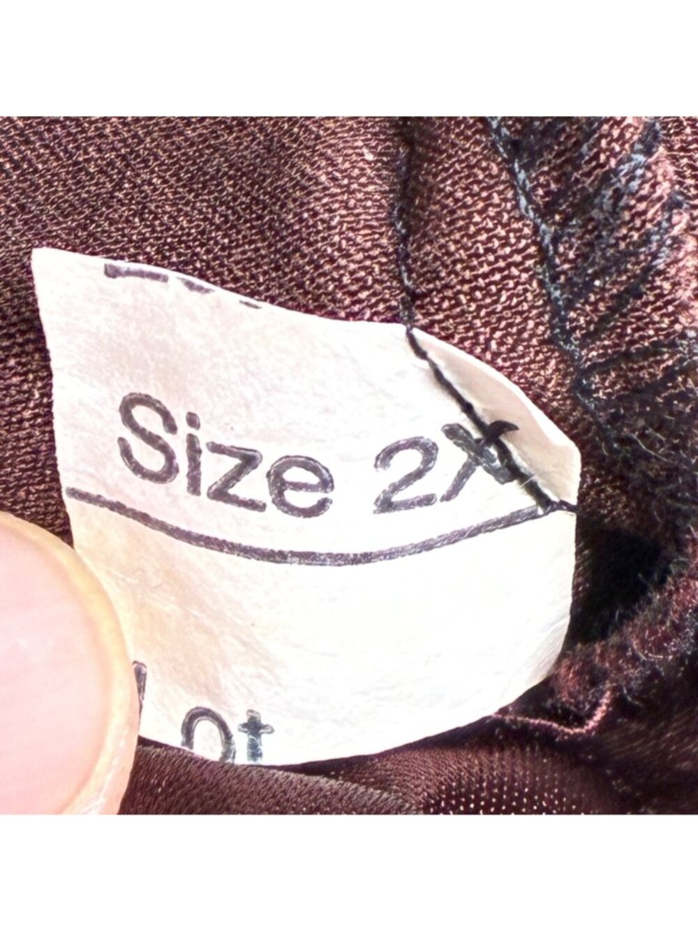 Street Code Women's Brown Satin Button Up Shirt Long Sleeve Blouse Size 2X USA - Picture 7 of 8